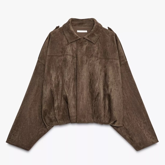 🦋 ZARA VIRAL 🦋  BLOGGERS FAVORITE 🦋 NWT ZARA FAUX SUEDE BOMBER JACKET - Picture 1 of 12